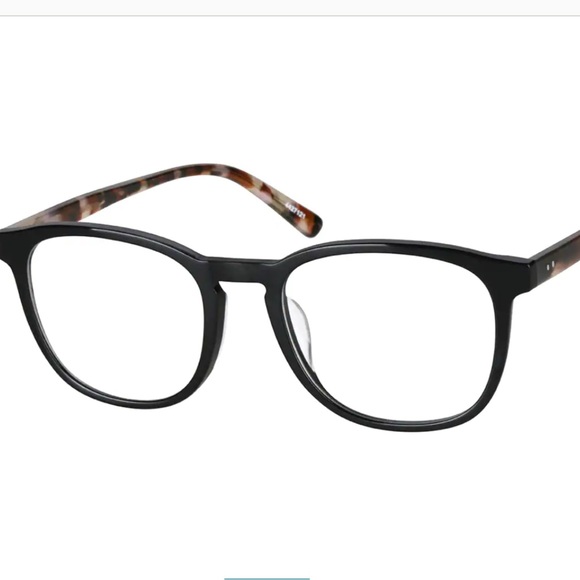 Square Black Prescription Eyeglasses With Tortoiseshell Arms - Picture 3 of 6